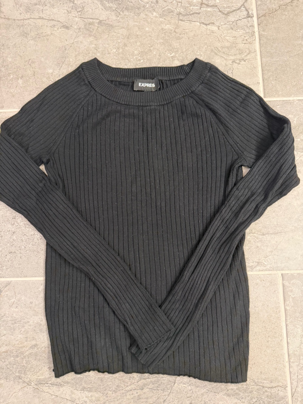 Express Black Ribbed Crewneck Sweater